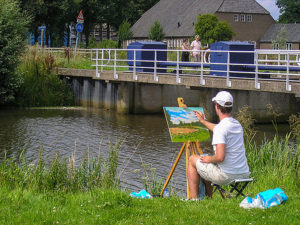 creatief Breda workshop buiten schilderen langs De Mark Margot Maaskant